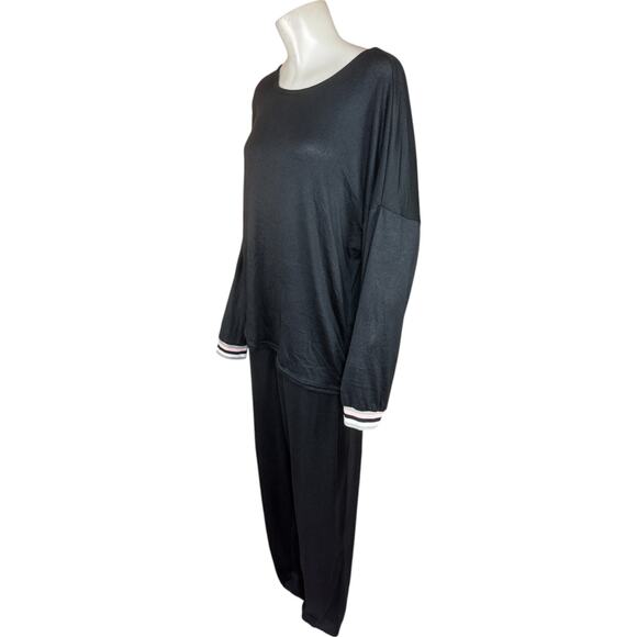 MUK LUKS Butterknit Crew Neck and Jogger Lounge Set Black 1X Comfort Pockets - Picture 10 of 16